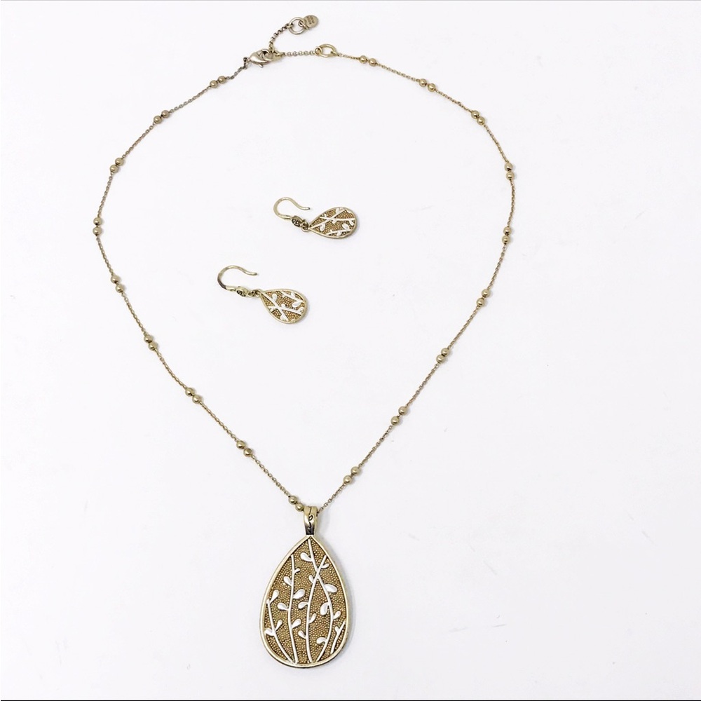 Sigrid Olsen Gold Tone Necklace & Earrings Set